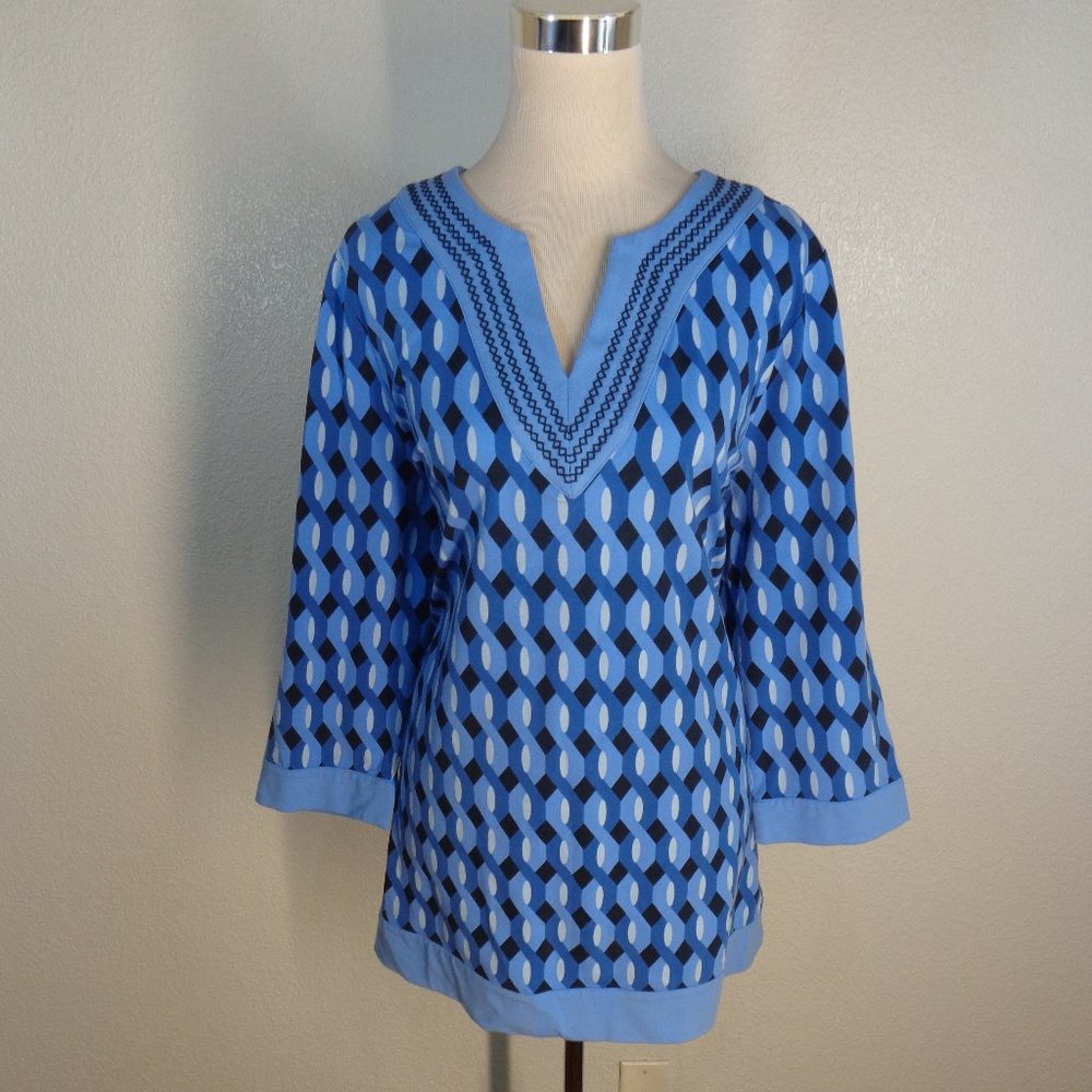 Blue Geometric Women's Top